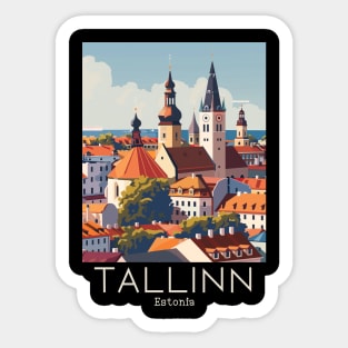 A Vintage Travel Illustration of Tallinn - Estonia Sticker